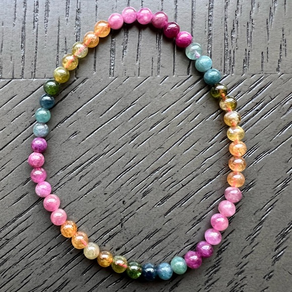 Jewelry - Watermelon tourmaline bracelet 4mm SIZE 6.5’